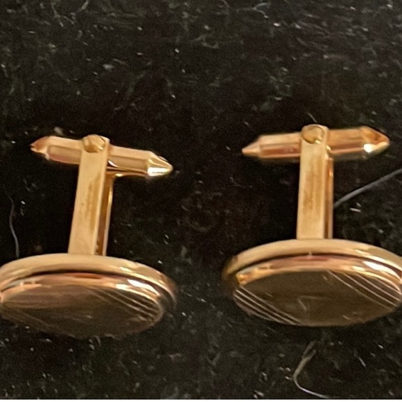 Antique unsigned/ 1/20 14k GF-gold filled-engravable oval cuff links - Picture 5 of 15